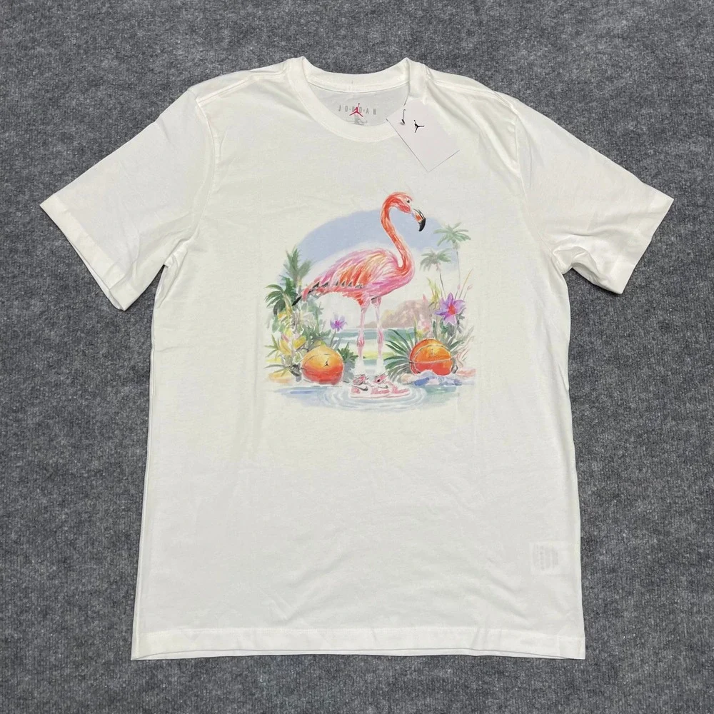 Jordan Shirt Mens Large White Flamingo Graphic Flight Essentials Tee HJ2399-100